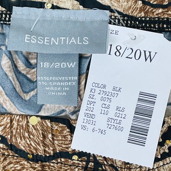 NWT Essentials Midi Skirt Sz 18W 20W Zebra Abstract Artsy Stretch Gold Bling - Picture 6 of 6